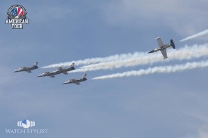 Breitling Jet Team Spiraling Around the Formation